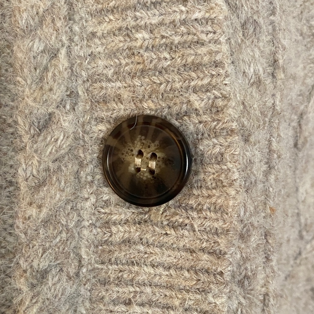 Topshop Taupe Cable Knit Button Front Cardigan - Picture 3 of 7